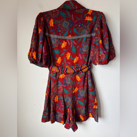 FARM RIO ANTHROPOLOGY Floral Red ROMPER - Picture 11 of 16